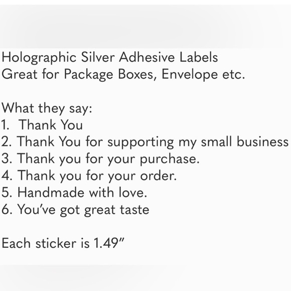 50 Pcs Silver Metallic Holographic Thank You Round Business Stickers 1-1/2” - Picture 4 of 7